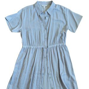 Nine West Sateen Silk Light Blue Button Down Mini Dress